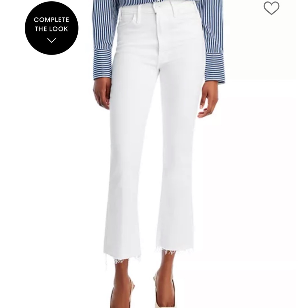 MOTHER High-Rise White Cropped Flare Jeans